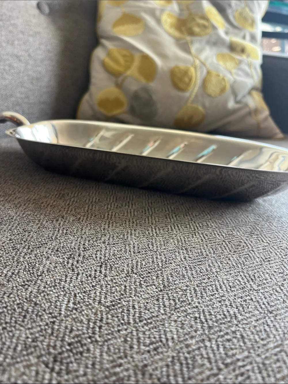 Vintage Silver color banana leaf  Serving Tray